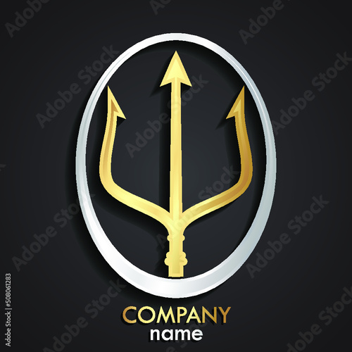3d golden trident silver logo
