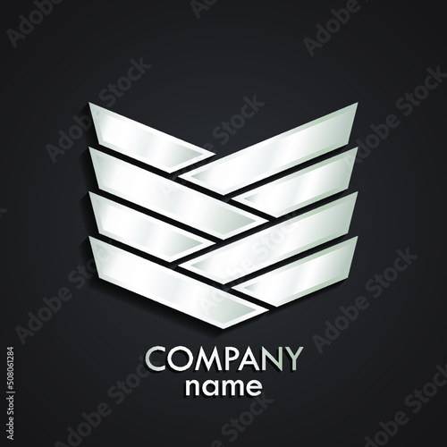3d golden trident silver logo