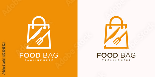 Food bag logo design with creative modern concept Premium Vector