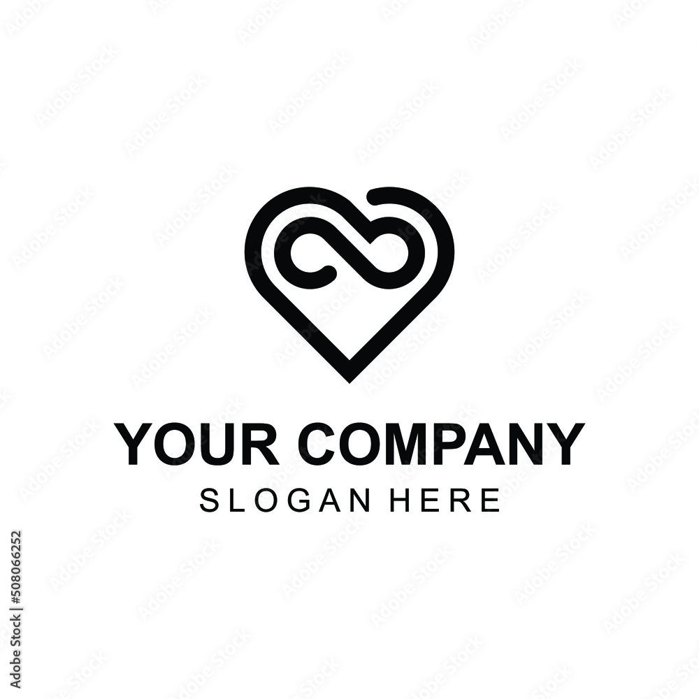 Modern heart line art logo with infinity symbol Modern heart line art logo with infinity symbol