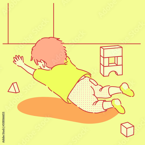 家の中で転ぶ子供
