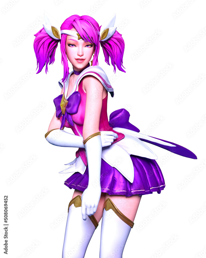 3D comics cosplay anime girl.