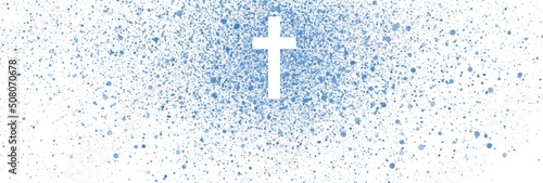 banner Watercolor Easter cross clipart. Floral crosses illustration	
