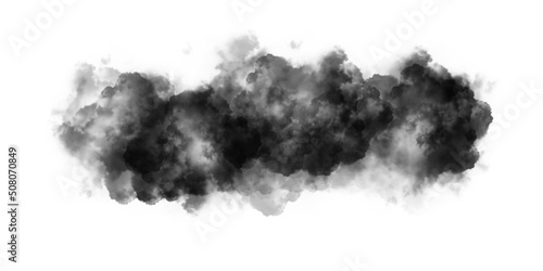 Cloud of black smoke isolated on white background