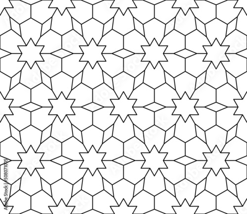 Black and white seamless vector illustrations. Coloring page, colouring  book for adults and children. Line pattern design. Decorative abstract geometric linear background. Easy to edit color and line