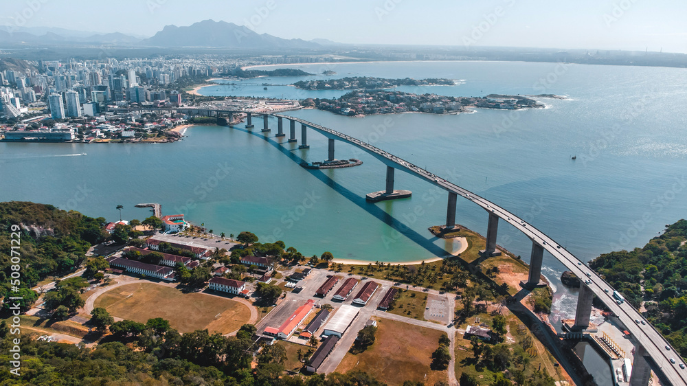 Obraz premium Vitória Vila Velha Mar Litoral Praia Paisagem Drone Espirito Santo Sudeste Brasil