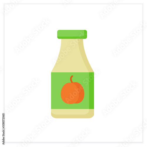 Drink flat icon. Delicious organic plump juice. Vitamin drink. Children nutrition. Baby food concept. Color vector illustration