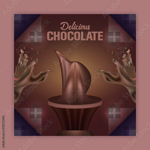 Delicious chocolate social media post design template for chocolate business or company