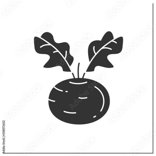 Kohlrabi glyph icon. Superfood. Organic healthy energetic food for balanced nutrition. Detox and weight loss supplements. Vegetarian food.Filled flat sign. Isolated silhouette vector illustration