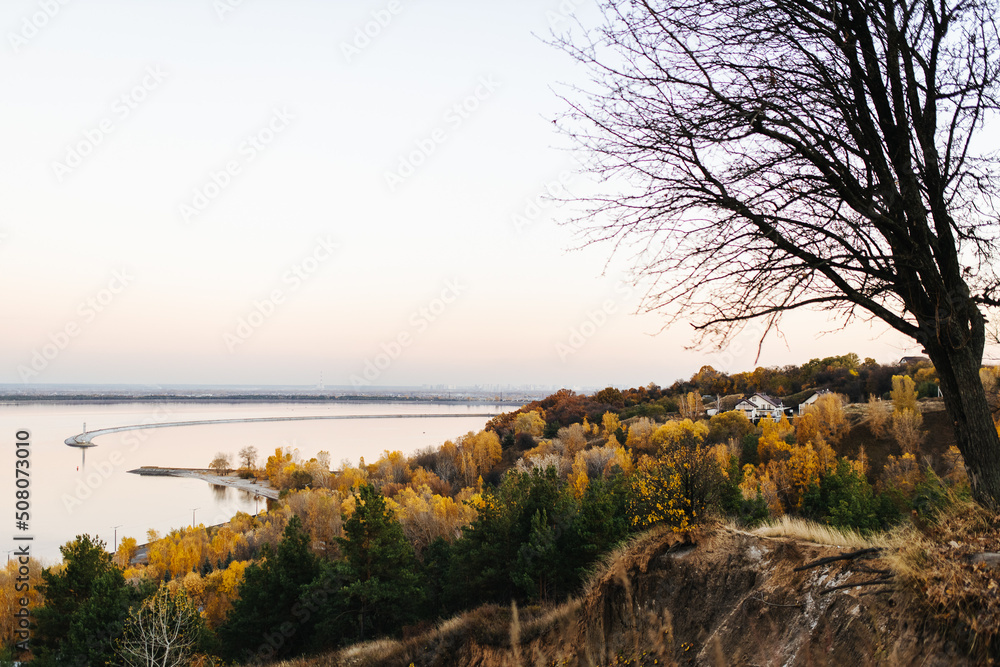 landscape of autumn trees at dawn landscape of autumn trees at dawn