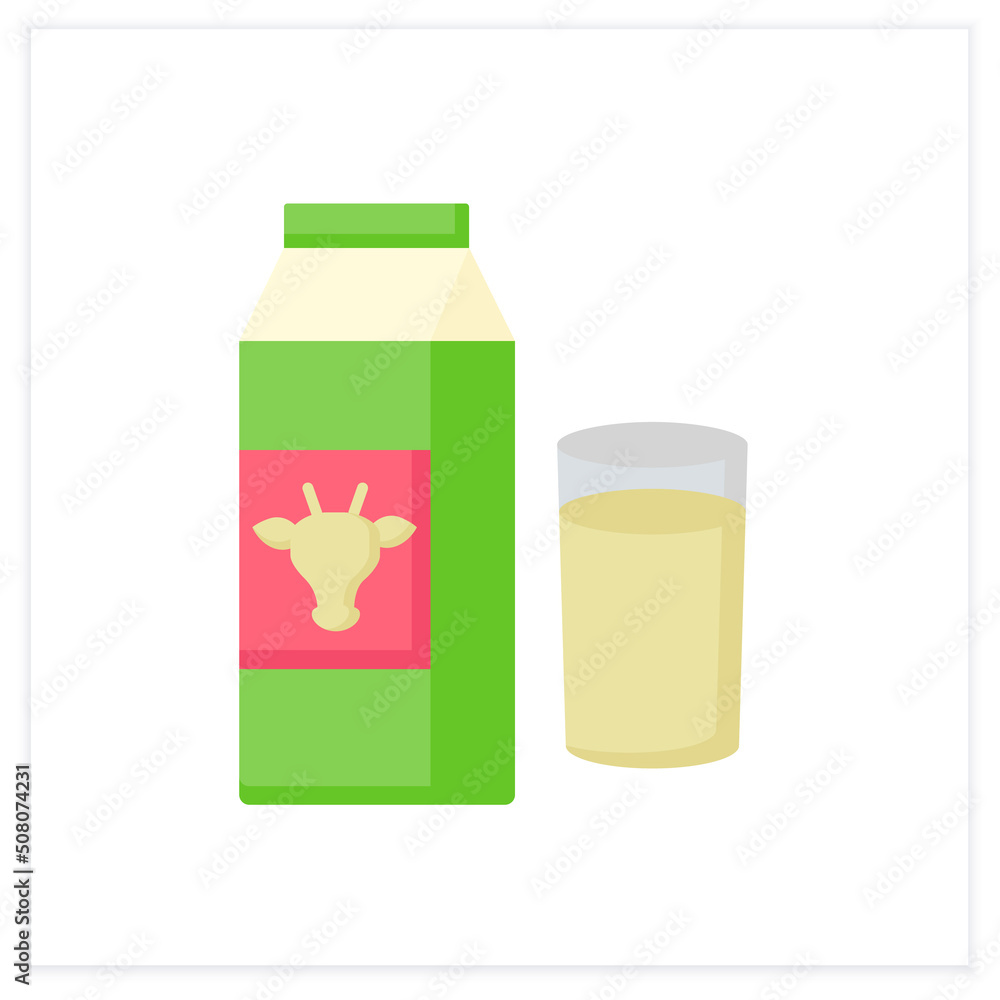 Milk flat icon. Organic drink from cows. Tasty drink with lactose. Baby food concept. Color vector illustration Milk flat icon. Organic drink from cows. Tasty drink with lactose. Baby food concept. Color vector illustration