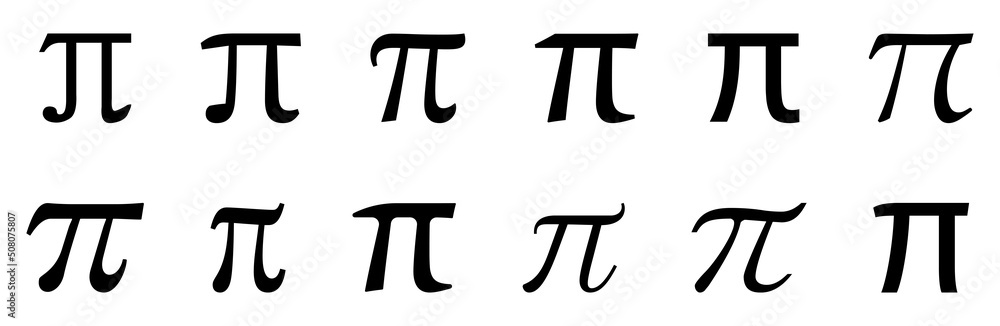 Pi symbol set. Pi greek letter icon. Vector illustration isolated on white background - obrazy, fototapety, plakaty 