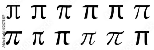 Pi symbol set. Pi greek letter icon. Vector illustration isolated on white background
