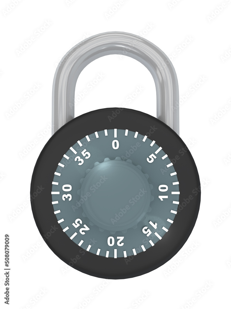 3d render illustration of combination Lock on white 3d render illustration of combination Lock on white