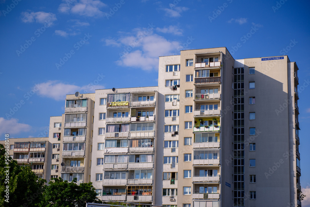 building against the sky, residential houses in the city