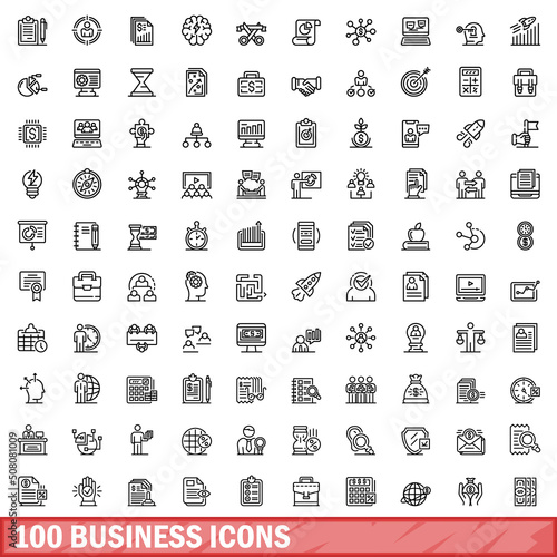 Valokuvatapetti 100 business icons set