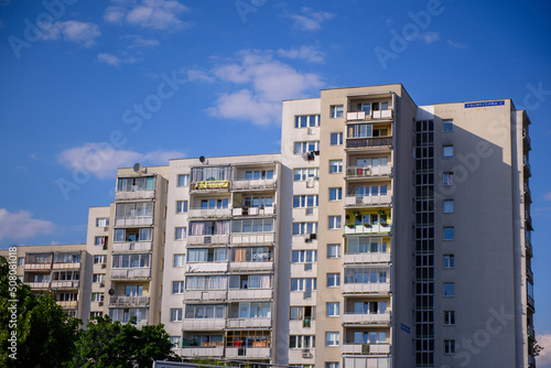 building against the sky, residential houses in the city