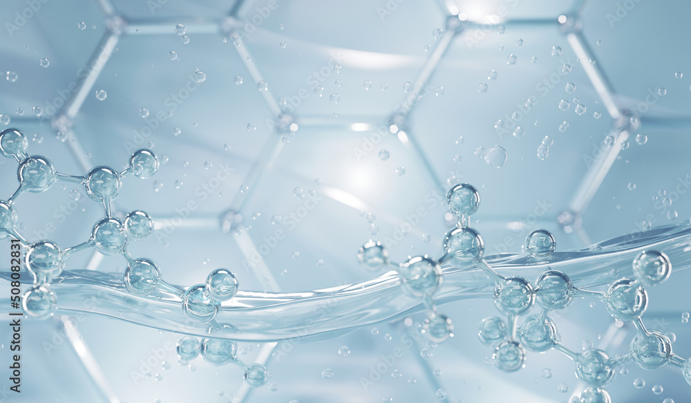 Science cosmetic, 3D Collagen serum and vitamin hyaluronic acid skin care solutions with cosmetic advertising background. Science cosmetic, 3D Collagen serum and vitamin hyaluronic acid skin care solutions with cosmetic advertising background.