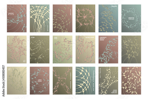Biomedical brochure cover templates vector set.