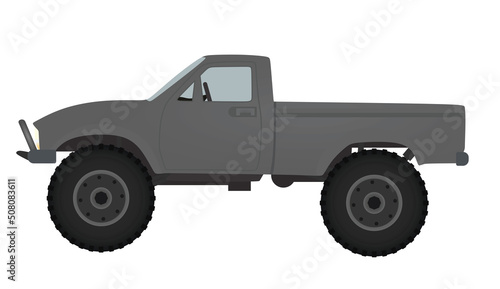 Grey  big wheels truck. vector