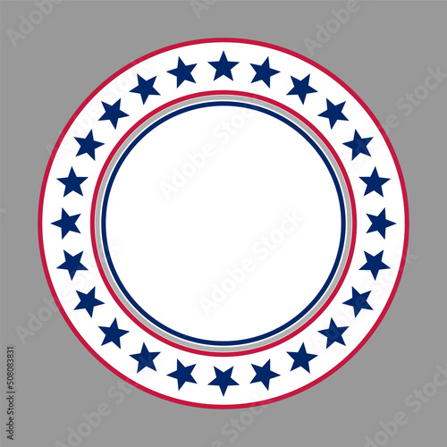 American flag symbols circle frame or sign with empty white space for text.