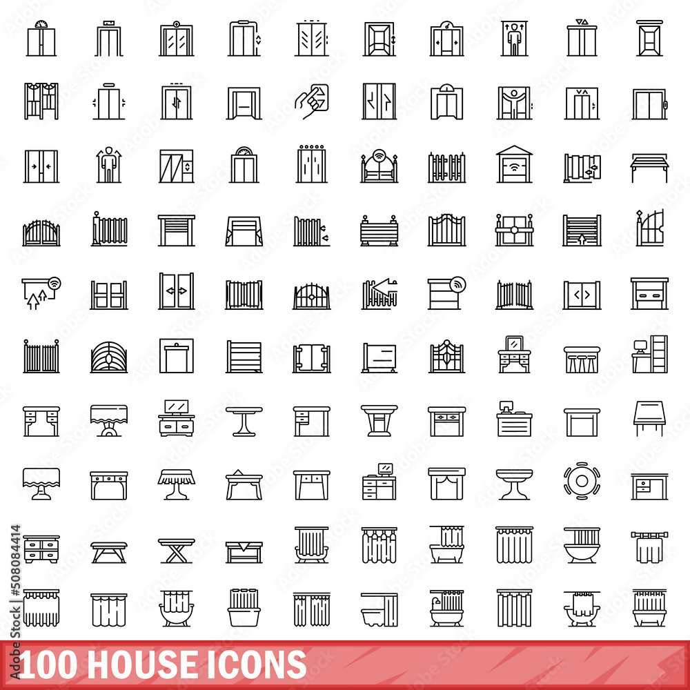 100 house icons set. Outline illustration of 100 house icons vector set isolated on white background 100 house icons set. Outline illustration of 100 house icons vector set isolated on white background