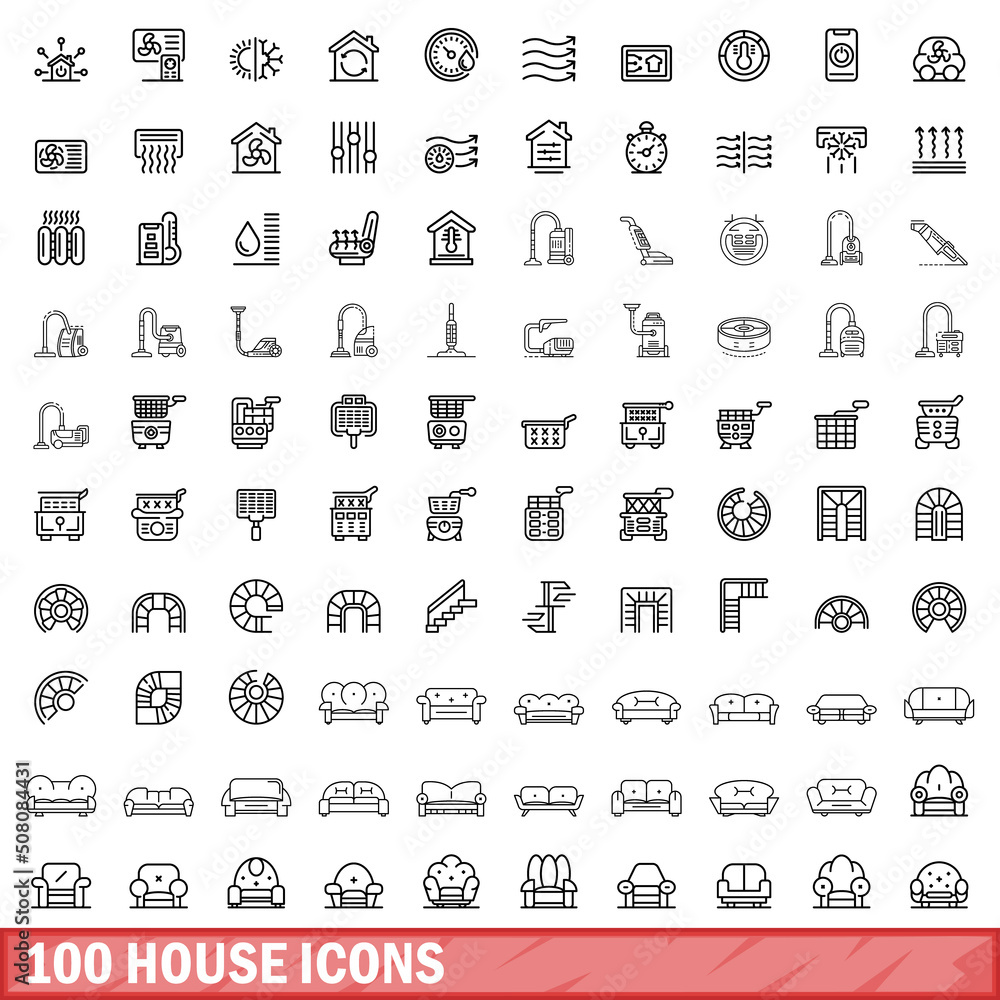 100 house icons set. Outline illustration of 100 house icons vector set isolated on white background 100 house icons set. Outline illustration of 100 house icons vector set isolated on white background