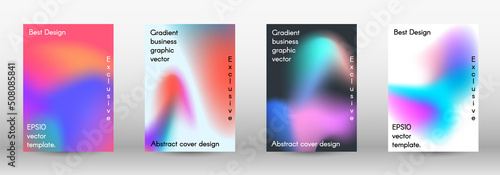 Set for liquid on colorful background.  Bright mesh blurred pattern in pink, blue, green tones.  Fashionable advertising vector in retro for book, annual, mobile interface, web application.
