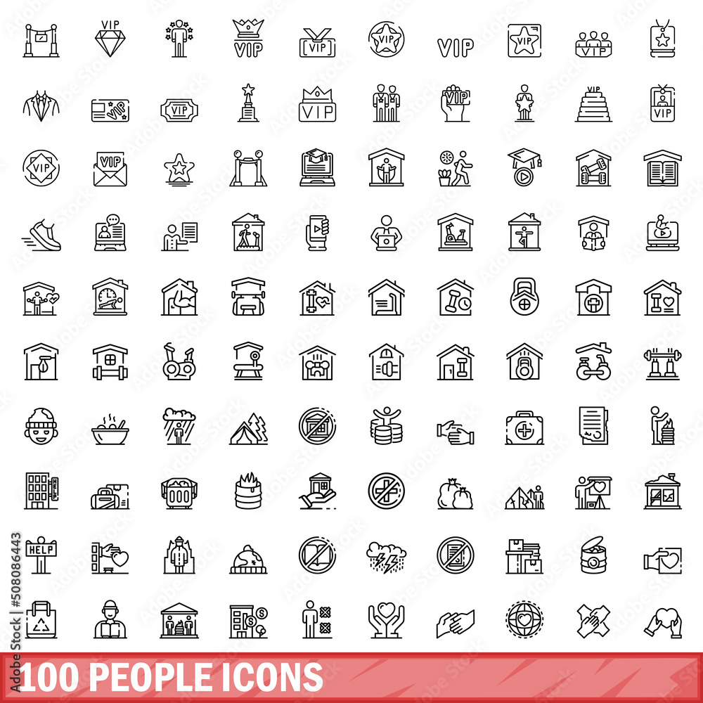 100 people icons set. Outline illustration of 100 people icons vector set isolated on white background 100 people icons set. Outline illustration of 100 people icons vector set isolated on white background
