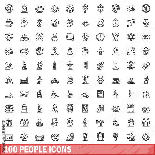 100 people icons set. Outline illustration of 100 people icons vector set isolated on white background