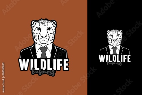 Cheetah Businessman, Cheetah Wearing Tuxedo Suit Tie for Company Logo, Brand, Business, Etc