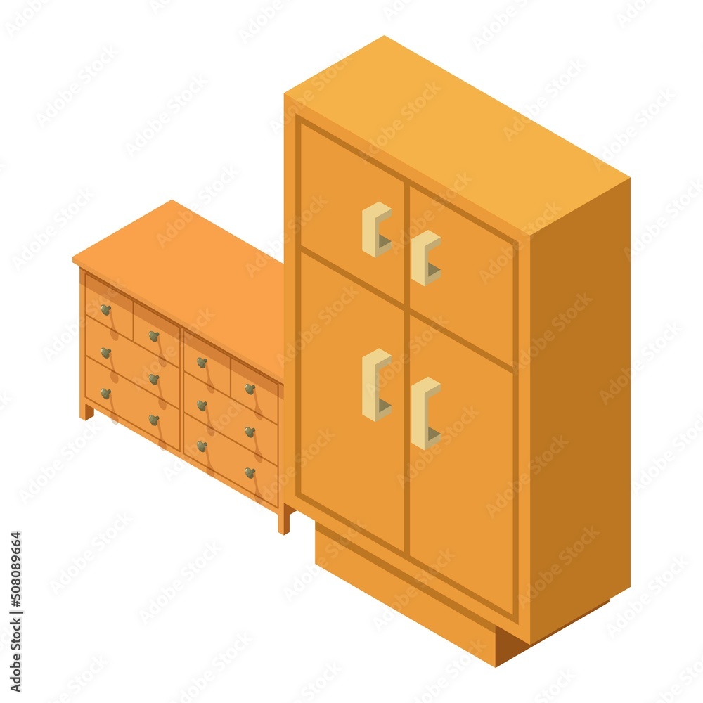 Wooden furniture icon isometric vector. New modern locker for changing room icon. Classic interior, dressing room furniture Wooden furniture icon isometric vector. New modern locker for changing room icon. Classic interior, dressing room furniture