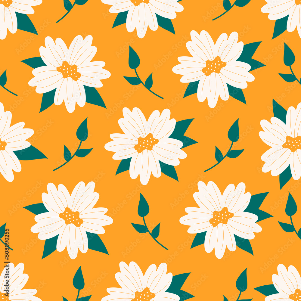 Pattern with abstract flowers and oranges. Pattern with abstract flowers and oranges.