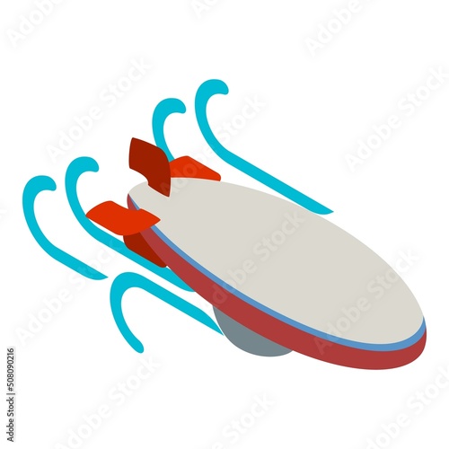 Airship icon isometric vector. Big new modern dirigible flying in air flow icon. Zeppelin, blimp, air ship, aviation