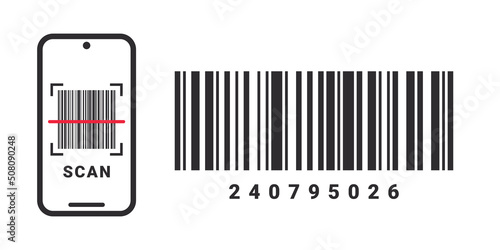 Barcode icons. Barcode scanning. Barcode sign. Concept icons. Vector images