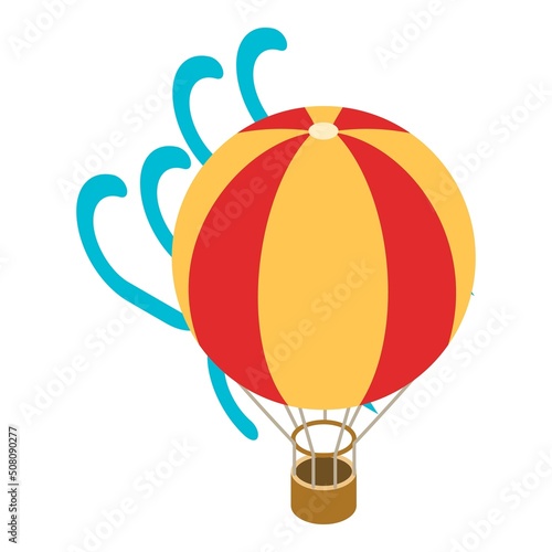 Air balloon icon isometric vector. Big multicolored aerostat flying in airflow. Airballoon, air transport