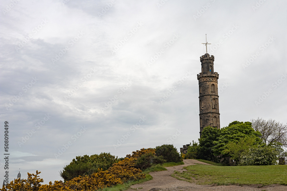 Calton Hill and Neson monument in Edinburgh