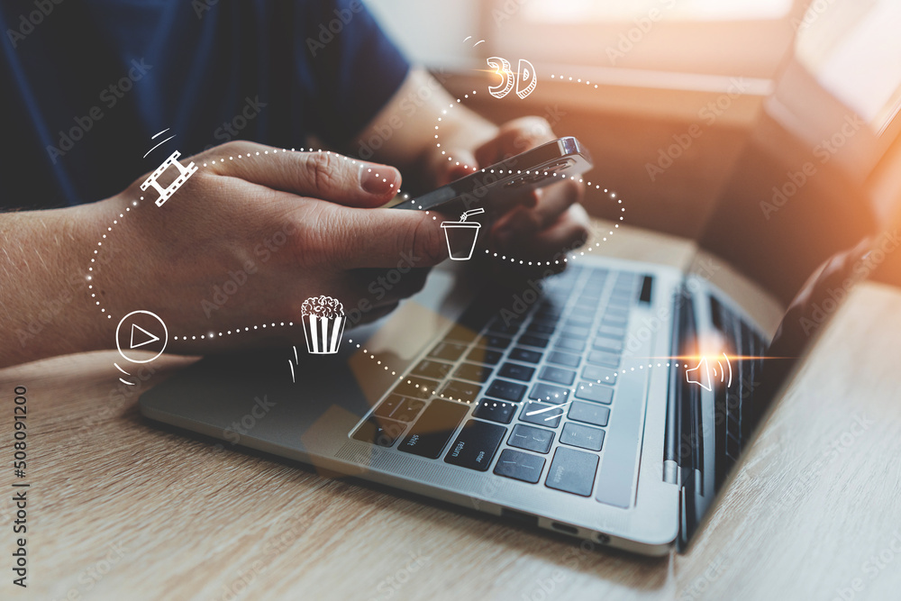 The concept of an online cinema and streaming services for watching ...