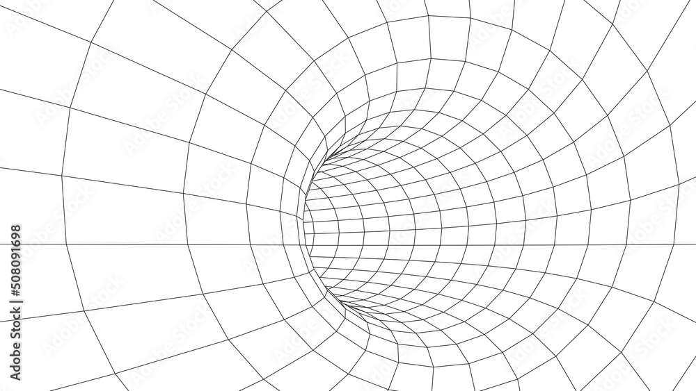 Obraz premium Futuristic abstract frame tunnel. 3D hole grid background. For website and banner design. Big data visualization. Vector illustration.