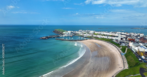Aerial photo of Portrush Beach Atlantic Ocean North Coast County Antrim Northern Ireland by drone photo