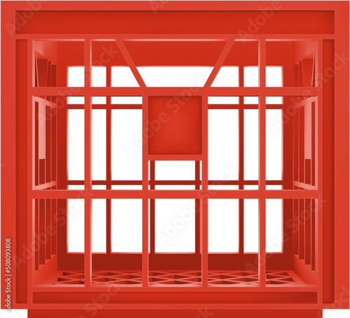 3d Empty Red Plastic Crate. Photo Realistic Vector Illustration Isolated On White. Front Perspective View