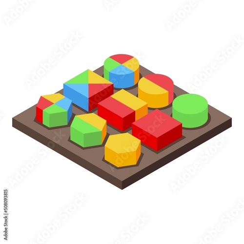 Montessori toy shape icon isometric vector. Kid math. School class