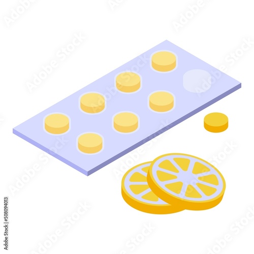 Antiviral lemon pills icon isometric vector. Remedy protection. Health treatment