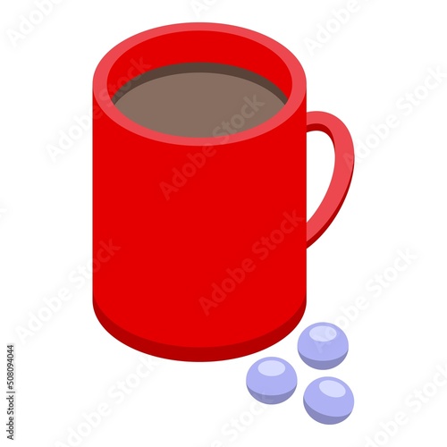 Antiviral hot tea mug icon isometric vector. Medicine vaccine. Virus treatment
