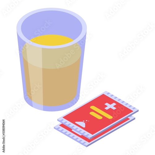 Antiviral glass powder icon isometric vector. Medicine treatment. Person remedy