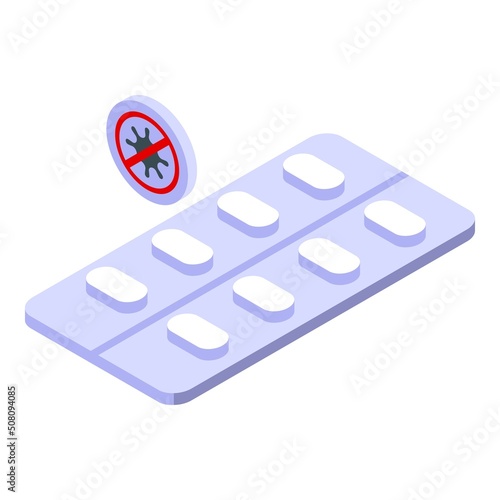 Antivirus pill icon isometric vector. Medicine virus. Health person