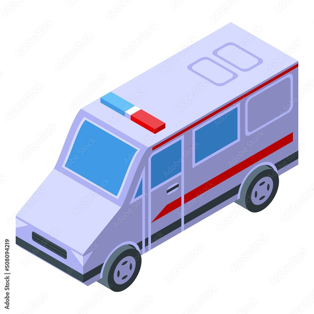 Fototapeta premium Ambulance car icon isometric vector. Hospital health. City clinic