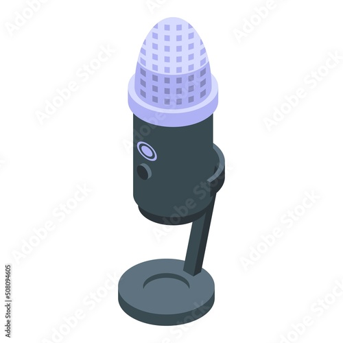 Vlogger studio mic icon isometric vector. Podcast show. Record online