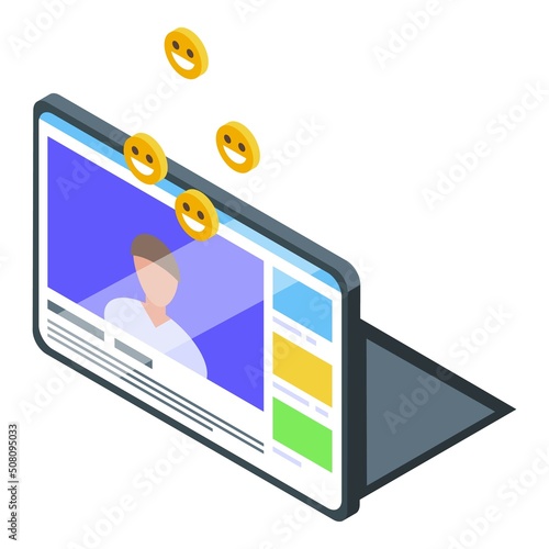 Online speaker icon isometric vector. Seminar audience. Lecture motivation