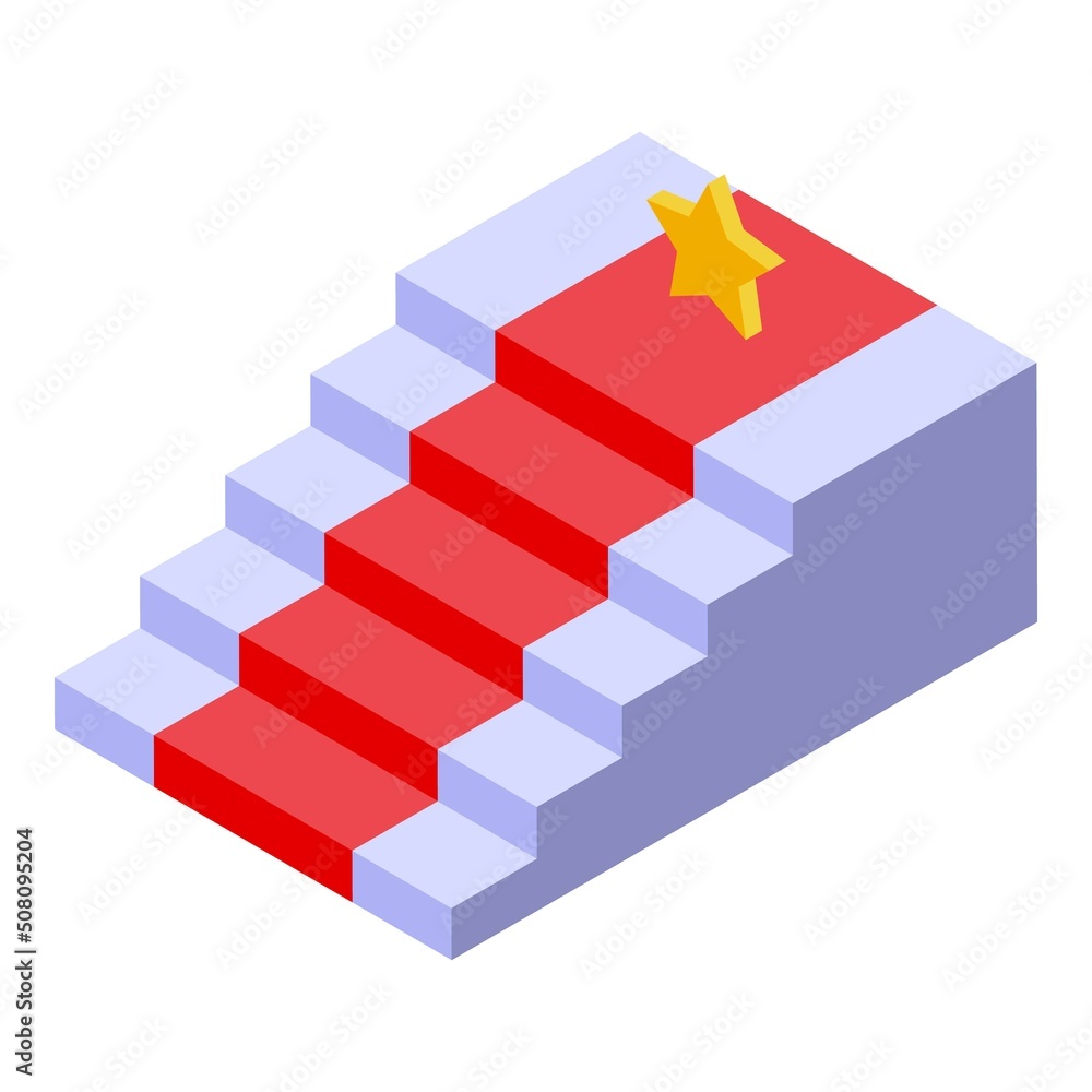 Fototapeta premium Motivation stairs icon isometric vector. Seminar speaker. Conference lecture